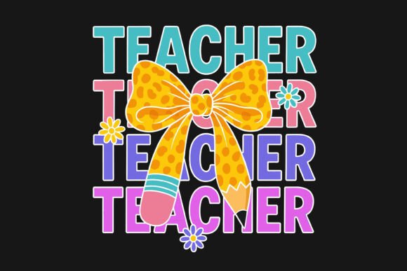 Colorful Leopard Pencil Teacher Bow: Graphics for Crafts