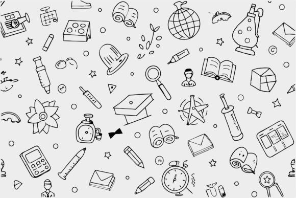 Education Pattern Background in Doodle Graphics for Backgrounds