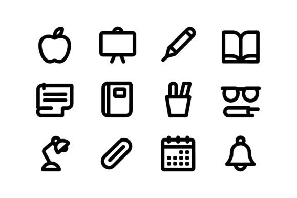 Education School Line Icon Set EPS Review