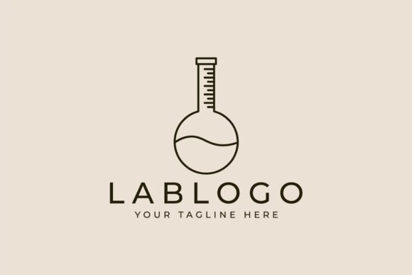 Erlenmeyer Laboratory Line Art Logo for Graphics and Logos