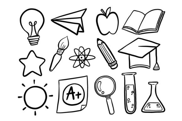 Hand Drawn School Education Doodle Icon for Graphics and Icons