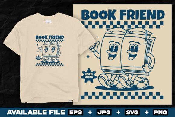 Retro Cartoon Book Character Print: Graphics for T-Shirt Designs