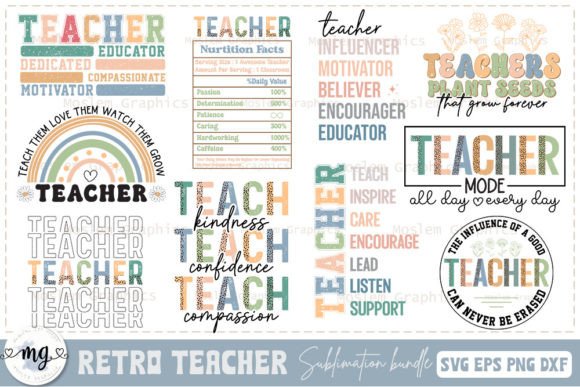 Retro Teacher Quotes SVG Bundle for Graphics & Crafts