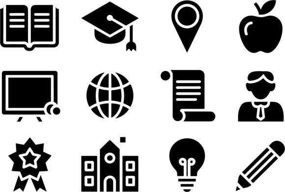 School Education Vector Silhouette Review