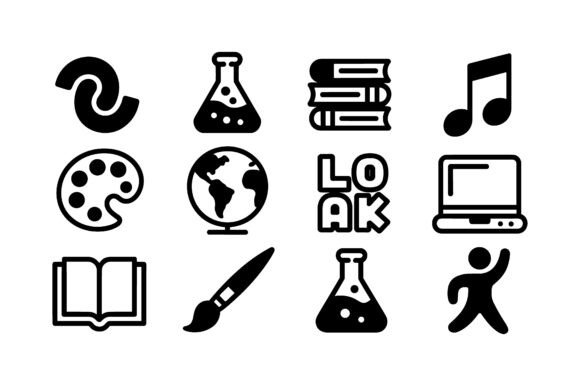 School Subjects Education Icon Set: Essential Graphics for Modern Icons